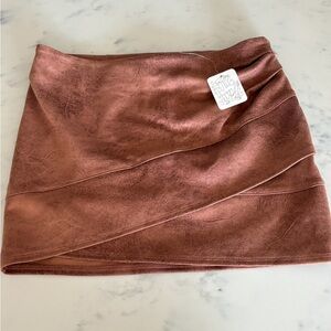 Free People Brown Suede Mini Skirt